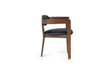 Belton Modern Black Vegan Leather + Brown Oak Dining Chair