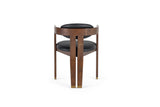 Belton Modern Black Vegan Leather + Brown Oak Dining Chair