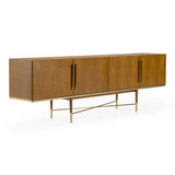 Bernard Mid-Century Modern Walnut & Gold Buffet