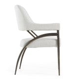 Betty Modern Off-White Fabric + Bronze Dining Chair