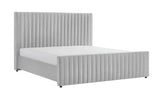 Eastern King Beverly Modern Grey Velvet Bed