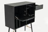 Billy Modern Black Oak & Gold Tall Buffet