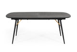 Billy Modern Black Oak & Gold Extendable Dining Table