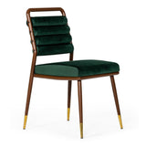 Biscay Modern Dark Green & Walnut Steel Dining Chair