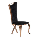 Bonnie Transitional Black Velvet & Rosegold Dining Chair (Set of 2)