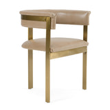 Boswell Modern Brown Faux Leather + Gold Dining Chair