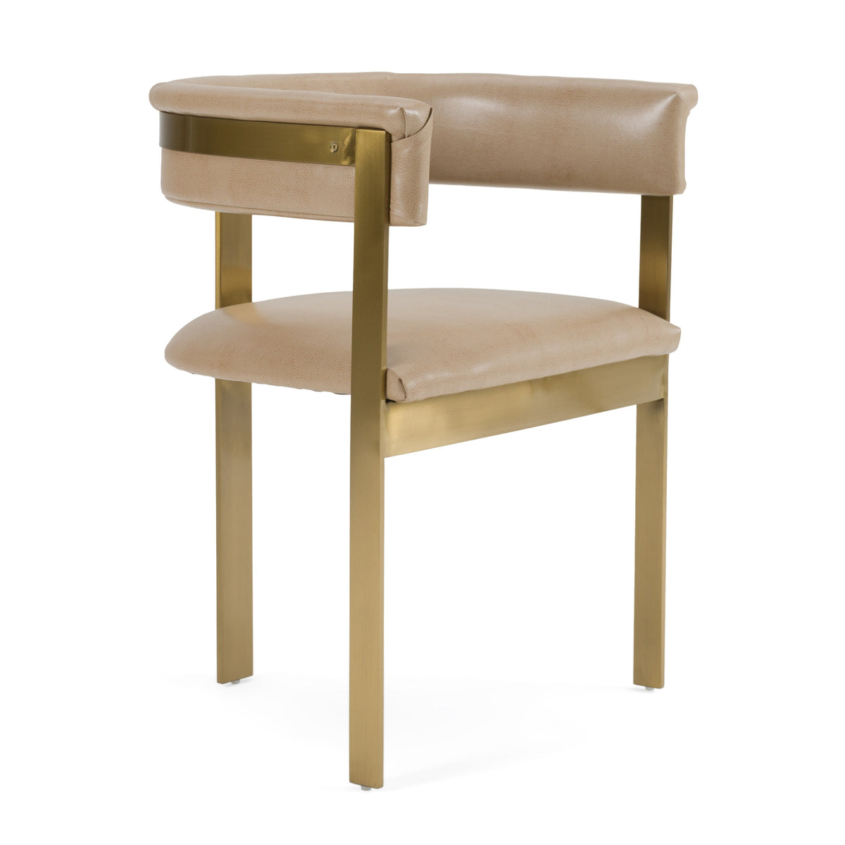Boswell Modern Brown Faux Leather + Gold Dining Chair
