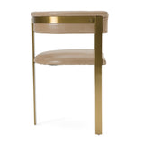 Boswell Modern Brown Faux Leather + Gold Dining Chair