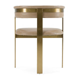 Boswell Modern Brown Faux Leather + Gold Dining Chair