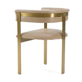 Boswell Modern Brown Faux Leather + Gold Dining Chair