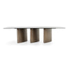 Bounty Modern White Ceramic + Antique Brass Dining Table