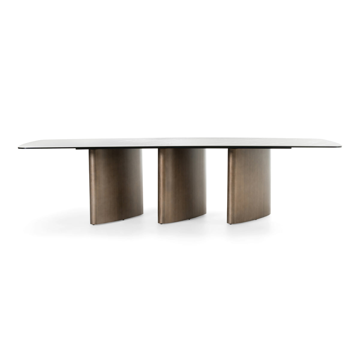 Bounty Modern White Ceramic + Antique Brass Dining Table