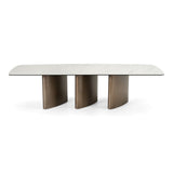 Bounty Modern White Ceramic + Antique Brass Dining Table