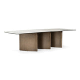 Bounty Modern White Ceramic + Antique Brass Dining Table