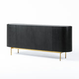 Bowie Mid-Century Modern Black Oak + Brass Buffet