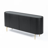 Bowie Mid-Century Modern Black Oak + Brass Buffet