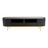 Bowie Mid-Century Modern Black Oak + Brass TV Stand