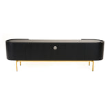 Bowie Mid-Century Modern Black Oak + Brass TV Stand