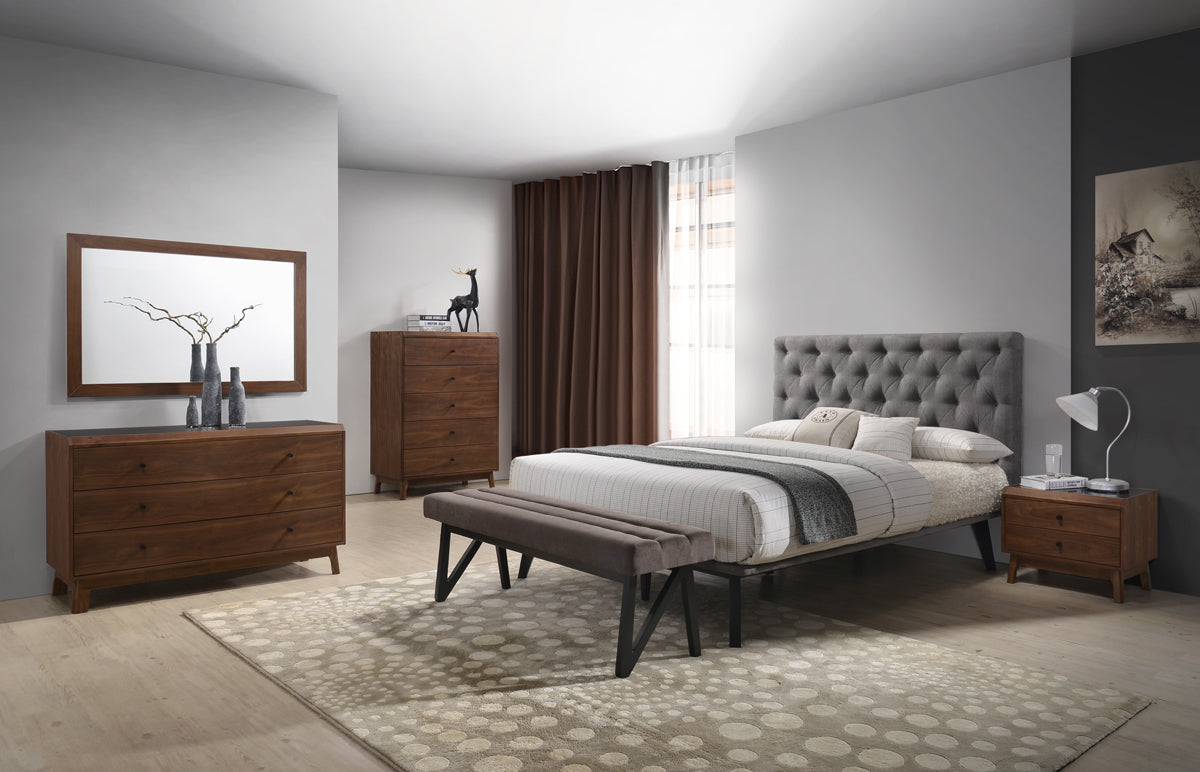 Eastern King Gibson Modern Grey & Walnut Bedroom Set