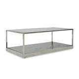 Braxton Contemporary Clear Wave Glass Coffee Table