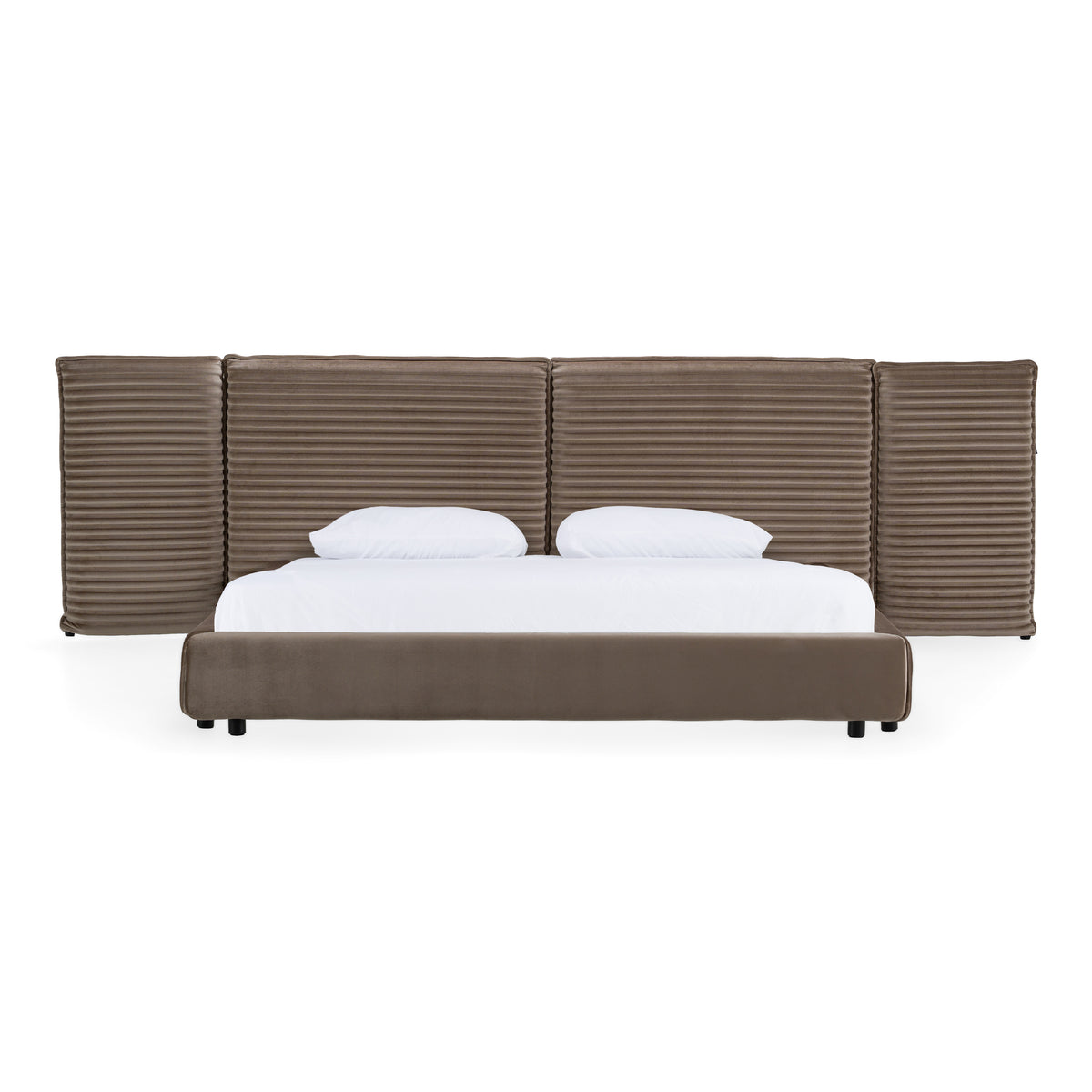 Breslow Modern Dark Taupe Velvet Bed