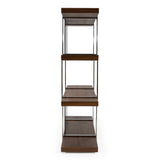 Brewer Modern Walnut Glass & Stainless Steel Bookshelf