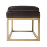 Bridger Modern Brown Vegan Leather + Brass Dining Bench