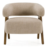 Brock Mid-Century Modern Beige Fabric + Ash Accent Chair