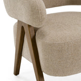 Brock Mid-Century Modern Beige Fabric + Ash Accent Chair