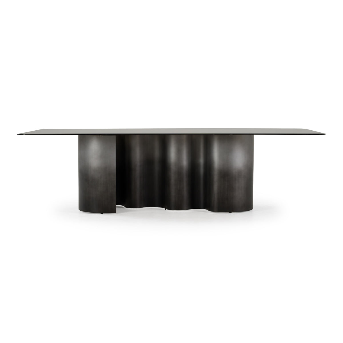 Brompton Modern Grey Glass + Gun Metal Grey Dining Table