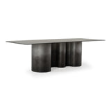 Brompton Modern Grey Glass + Gun Metal Grey Dining Table