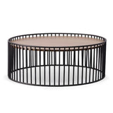 Bronson Modern Walnut & Black Round Coffee Table