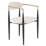 Buchtel Mid-Century Modern Light Grey + Gold Arm + Black Dining Chair