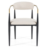 Buchtel Mid-Century Modern Light Grey + Gold Arm + Black Dining Chair