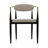 Buchtel Mid-Century Modern Beige + Gold Arm + Black Dining Chair