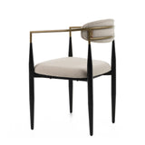 Buchtel Mid-Century Modern Beige + Gold Arm + Black Dining Chair