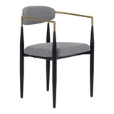 Buchtel Mid-Century Modern Medium Grey + Gold Arm + Black Dining Chair