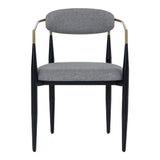 Buchtel Mid-Century Modern Medium Grey + Gold Arm + Black Dining Chair
