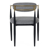 Buchtel Mid-Century Modern Medium Grey + Gold Arm + Black Dining Chair