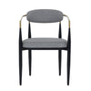 Buchtel Mid-Century Modern Medium Grey + Gold Arm + Black Dining Chair