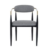Buchtel Mid-Century Modern Medium Grey + Gold Arm + Black Dining Chair