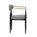 Buchtel Mid-Century Modern Medium Grey + Gold Arm + Black Dining Chair