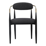 Buchtel Mid-Century Modern Dark Grey + Gold Arm + Black Dining Chair