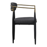 Buchtel Mid-Century Modern Dark Grey + Gold Arm + Black Dining Chair
