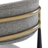 Buchtel Mid-Century Modern Medium Grey + Gold Arm + Black Counter Chair