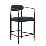 Buchtel Mid-Century Modern Dark Grey + Gold Arm + Black Counter Chair