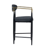 Buchtel Mid-Century Modern Dark Grey + Gold Arm + Black Counter Chair