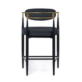 Buchtel Mid-Century Modern Dark Grey + Gold Arm + Black Counter Chair