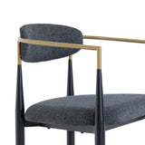Buchtel Mid-Century Modern Dark Grey + Gold Arm + Black Counter Chair
