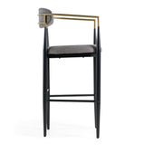 Buchtel Mid-Century Modern Medium Grey + Gold Arm + Black Bar Chair